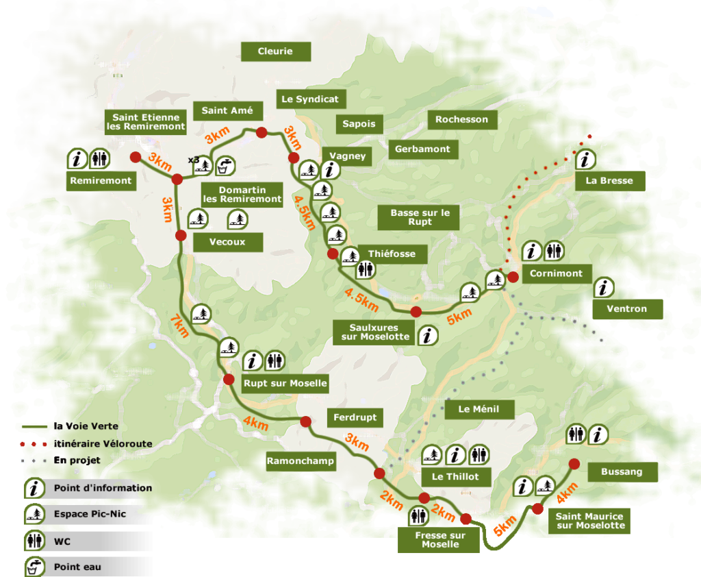 carte de la voie verte de sauxlures sur Moselotte